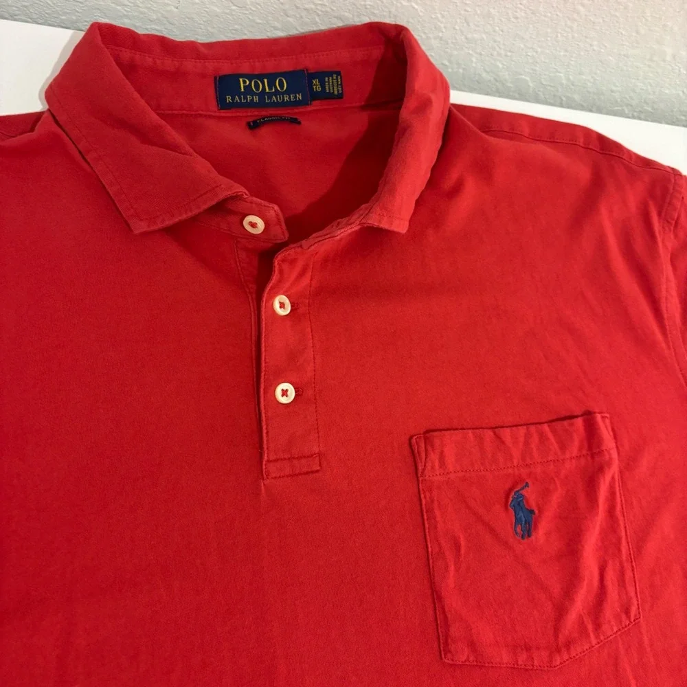 Polo Ralph Lauren Red Polo Shirt Mens XL Classic Fit Short Sleeve Chest Pocket